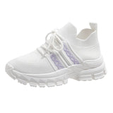 Breakj 2023 New Fashion Flying Woven Mesh Breathable Single Shoes Women's Casual Platform One Foot Pedal Sports Small White