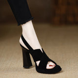 Breakj Ladies Sandals 2025 Summer New Temperament Thick-Soled Waterproof Table Behind The Black Word With High Heels Women's