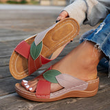 Breakj Summer Thick-Soled Slippers Women's Shoes Large-Size Cross-Slips Beach Shoes Color Fish Mouth