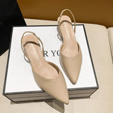Women's Heeled Sandals Summer Fashion Sexy Pointed Toe Square Heel Candy Color Ladies Mules Shoes Party Wedding Women Pumps