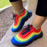 Size Sneakers Hot Sale, 2020 Autumn and Winter New Color Matching Platform Lace-up Women's Casual Shoes Zapatillas