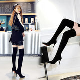 Breakj Fashion And Simple Winter Women's Boots Fine Heel High Heel Suede Sexy Nightclub Show Thin Over The Knee