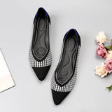 Polyester Shoes Women Spring Flats Pointy Toe Ballerinas Ladies Stretch Knitted Loafers Femme Daily Dress