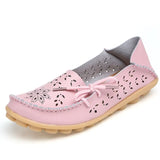 Shoes Genuine Cow Leather Soft Comfy Ladies Flat Shoes Outdoor Candy Colors Ballet Women Footwear Lace-Up Zapatos