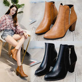 Breakj Boots Girl Wish Autumn And Winter Retro Wiping Coarse And High Heel Side Zipper Large Size Martin