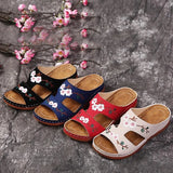 One-Size-In-One Slippers Women's Summer Roman Shoes Heel Thick-Soled Sandals Embroidered Women's Cool