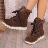 Breakj Snow Boots Women 2025 Autumn And Winter New Velvet Thick Tie Thick Cotton Boots