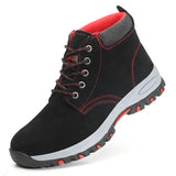 Winter Boots Steel Toe Safety Work Shoes Men Water-Proof Puncture-Proof Suede Leather Work Boots Plush Warm Safety