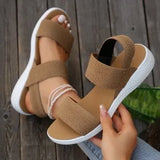Breakj Summer Large Women's Shoes Casual Tight Belt After Tripping Polyurethane Flat Bottom Roman Sandals