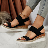 Breakj Size Wedge Sandals Women Summer 2024 New Fish Mouth Elastic Set Foot Platform