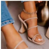 New Summer Women Sandals Square Toe Ladies Heel Mules Sexy High Heels Sandal Slippers Female Fashion Woman