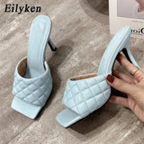 Summer Women Mules Design slippers Sandals Square sole slides High heel 9CM Women shoes Summer Woman size 41