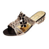 Female 2023 New Thick Heel Open Toe Women's Shoes Hollow Out Diamond Wear High Heel Cool
