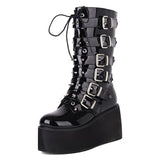 Breakj Style Rion Rivet Middle Cylinder Knight Boots 2023 Autumn And Winter New Thick Bottom High With Belt Buckle Size 43 Women