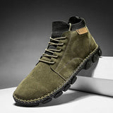 o'clock Street Men's Leather Ankle Boots Stylish Quality Outdoor Shoes for Men Handmade Vintage Casual Flats Lace-up