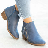 Martin Boots Women Winter Side Zipper Short Boots Low Round Head