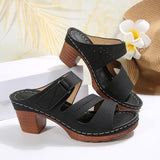 Breakj Women 2025 Hollowed-In-Broken Heel Large Women's Shoes Thick Soles Casual Type Cool Slippers