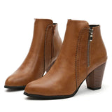 Breakj Boots Fashion Coarse And Short Boots Large Size Women's Shoes 40-43 Yards Zipper Decorated High Heel Martin Boots