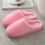 Winter Slippers Men and Women Couple Indoor Home Non-Slip Soft Cotton Shoes Women Solid Color Plush Slippers