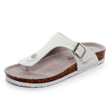 Women Cork Slippers PU Leather Woman Sandals Fashion Flip Flops For Women Mule Clogs Slippers Female