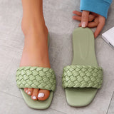 Quality Casual Women Slipper Weave Home Ladies Flat Sandal Summer Comfortable Round Head Toe Solid Color Daily Women
