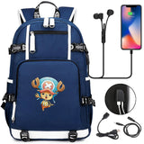 Anime ONE PIECE Schoolbag USB Charge backpack plugged into the headset cord backpack for boys and girl men women travel