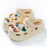 Women's Sandals Fashion Charms Clog Shoes Wear Increased Non-slip High-heeled Shoes Hole Shoes Beach Sandals Sandalias