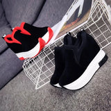 Platform Wedges Casual Female Sneakers 2022 Women Comfortable Shallow Rubber Vulcanize Shoes Black Autumn Loafers 10cm