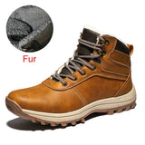 Non-slip Winter Plush Warm Men Boots Waterproof Leather Men Snow Boots Working Men Ankle Boots High Top Men Shoes