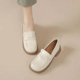 Breakj New Thick Heel British Style Retro Shallow Single Shoes Platform Lazy Loafers Women Korean Version Of Small Leather Shoes
