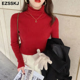 Knitted Women turtleneck Sweater Pullovers spring Autumn Basic Women high neck Sweaters Pullover Slim