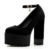 Spring Autumn Sexy Platform Women Pumps Shoes Woman Thick High Heels Shoes Female Black Rubber Sole Suede Platform