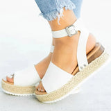 Women Sandals Soft Leather Wedges Shoes Women Espadrilles Platform Sandals Female 4cm High Heels Sandals Summer Chaussures