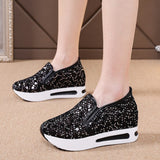 mesh shoes Female Wedge Shoes Sequin Mesh Breathable Shoes Women Platform Sneakers Women Height Increasing Wedges