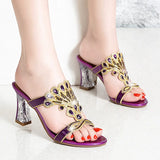 New High-Heeled Diamond Sandals Female Online Celebrities Sexy Fashion With Thick Heels Set With Diamond Sandals For Women To