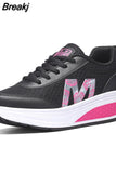 Women Summer Breathable Shoes Platform Letter M Wedges Sneakers Thick Bottom Running Shoes Casual Ladies Vulcanized