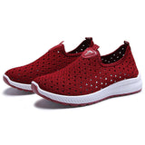 Women Sneakers Summer Flat Comfy Casual Ladies Shoes Slip-On Hollow Out Solid Tenis Feminino Fashion Shoes Femme
