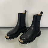 Women's Ankle Boots Platform PU Leather Lace-up Female Footwear Thick Bottom Motorcycle Boots Casual Ladies Shoes Fashion