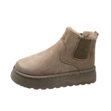 Boots, Winter Warmth, Students' Large Cotton Shoes, 2024 New Solid Color Elastic Belt Flat-Soled Short Cotton