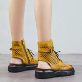 2021 Fashion Ladies Sandals Hollow-Out Gladiator Sandals Women Flat Shoes Open Toe Genuine Leather Summer Cool
