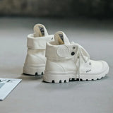 Autumn winter canvas shoes British style Martin boots women's lace-up thick-soled flip-up women's