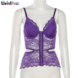 Puss Sexy Camisole Women Corset Top Lace Cut Out Women Deep v-Neck Beach Tunic Waistless Tank Top Sleeveless Fashion
