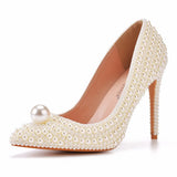 Breakj Cm Fine Tip Single Shoe Pointy Shoes Large Size Women's Shoes Pearl Wedding Shoes Wedding Shoes Dinner Women's