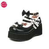 Wedges Thick Sole Shoes Girls Loli Princess Dress JK Uniform Lace Strap Platform Pumps Women Lolita Cosplay Party Cute Bow
