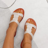 Breakj Slippers Female 2024 Summer Soft Bottom Wear A Line Diamond Beach