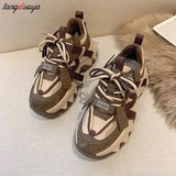 sneakers Women's Chunky Sneakers Black brown Platform Tennis Shoes for Women Thick Bottom Breathable Sports Dad