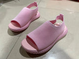 Breakj Summer New Thick-Soled Net Surface Knitted Fish Mouth Women's Sandals Large-Size One-Legged Pedal Women's