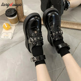 Lolita Shoes Mary Jane Pu Leather Jk Love Girl Student Kawaii Sweet Round Head Waterproof Black Shoes Anime
