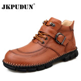 Men's Ankle Boots Split Leather Men Western Boots Designer Men Casual Sneaker Round Toe Men Safety Boots Plus Size