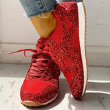 Sneakers Women Shoes 2021 Autumn Mesh Flats Casual Vulcanized Shoes Female Lace Up Bling Platform Footwear Plus Size
